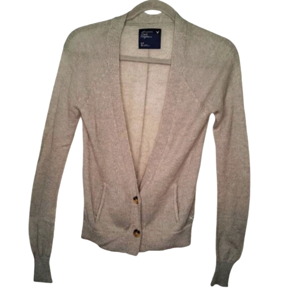 American Eagle Gray Lightweight Wool Mohair Cardigan Size Small